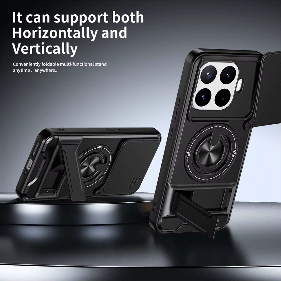Sturzsichere Xiaomi Handyhülle mit Hartglas-Kameraschutz und magnetischem Ringhalter für Xiaomi 15T, 17T Pro, 17T und 14T 5G in Schwarz oder Blau - Bild 2