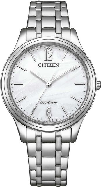 Citizen Armbanduhr, Solar, Edelstahl, Weiß, 34 mm, Damen - Bild 1