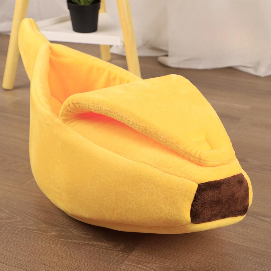Cartoon Bananennest Haustierbett für kleine und mittelgroße Katzen und Hunde, gelb, B/T/H: 55 x 20 x 15 cm - Bild 2
