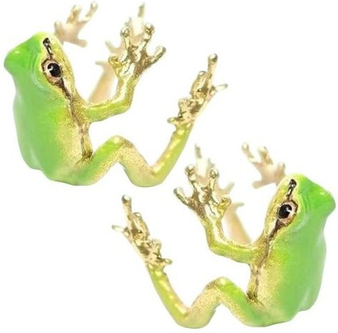 Ohrclips Baumfrosch, Messing, grün, Damen - Bild 1