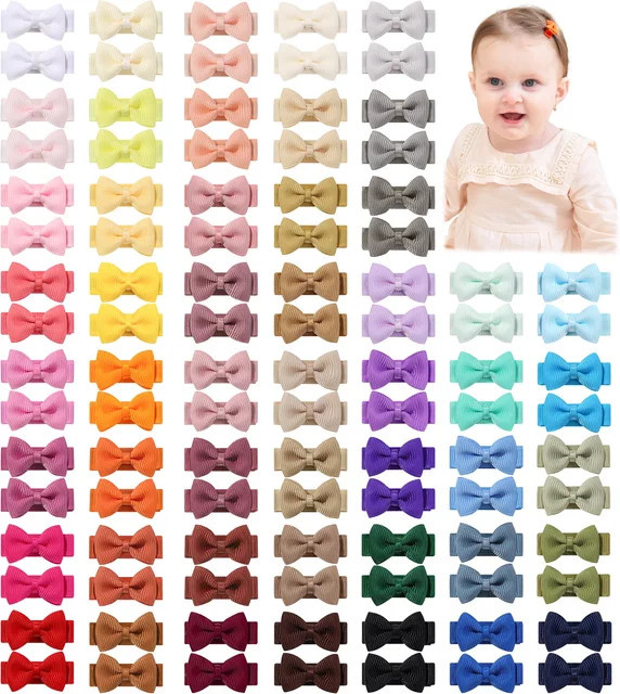 BABY BOWS Haarschleifen Clips, 100 Stück, Bonbonfarben, Kinder - Bild 1