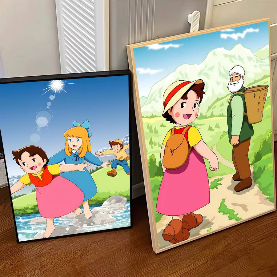 Kayou Cartoon H-Heidi Poster, selbstklebender Kunst-Aufkleber aus wasserfestem Papier, Mehrfarbig, B: 20,0 cm, H: 20,0 cm - Bild 3