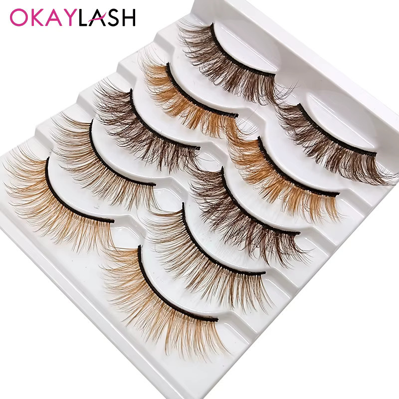 OKAYLASH Wimpern, 5 Paar, braun, natürlich, 3D - Bild 2