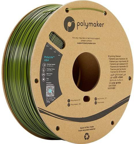 Polymaker PolyLite ASA Filament Army Green, 1.75mm, 1000g, witterungsbeständig und UV-beständig - Bild 1