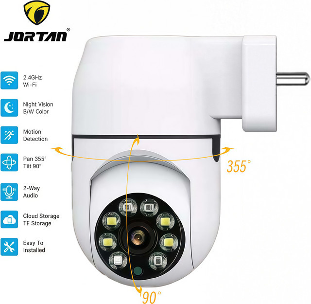 Jortan Smart Wifi Baby Überwachungskamera mit 2 MP Auflösung, PTZ 360 Grad, Nachtsicht und ONVIF, Weiß - Bild 1