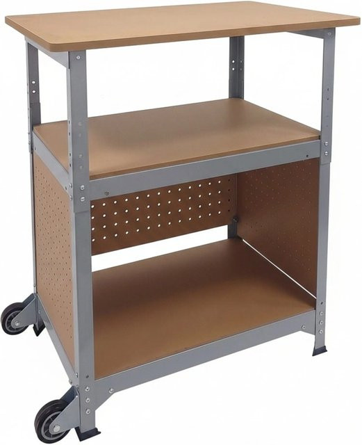 Relaxdays Werkbank aus Stahl und MDF in Silber, höhenverstellbar mit Rollen und Lochwand, B/T/H: 72,5 x 50 x 69,5 cm - Bild 1
