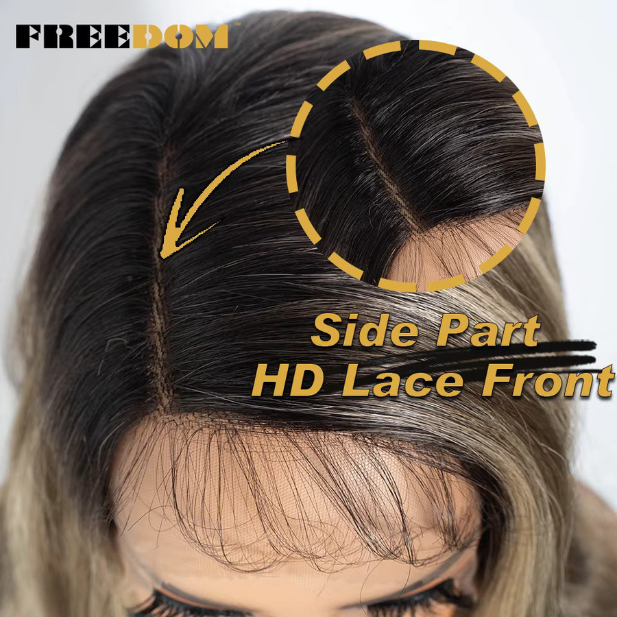 FREEDOM Lace-Front-Perücke, 36 Zoll, synthetisch, Ombre Braun Blond, Damen - Bild 3