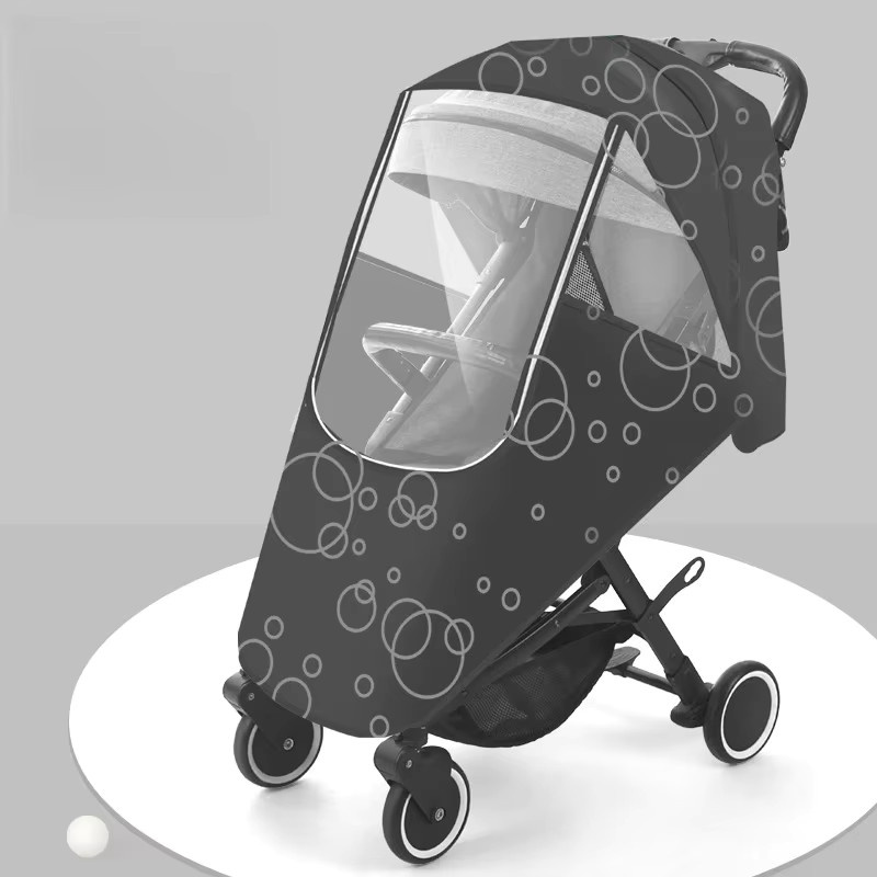 Winter Regenschutz für Kinderwagen in Schwarz – Verdickter wasserdichter Regenmantel als universeller Wind- und Staubschutz - Bild 3