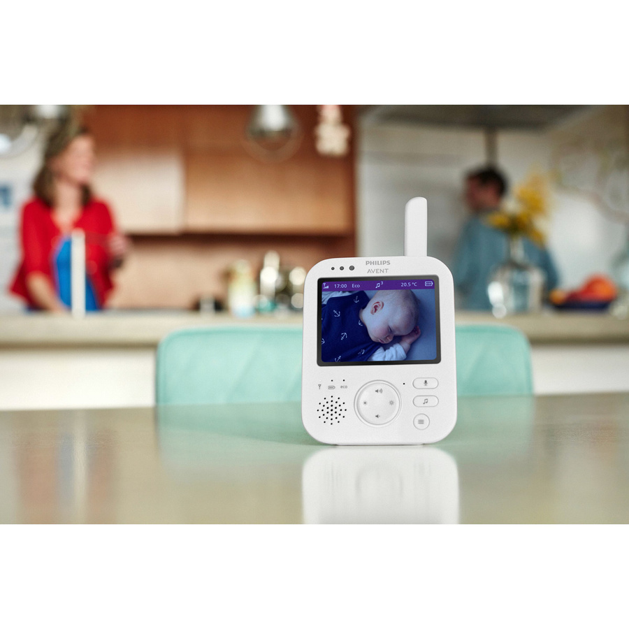 Philips Avent Premium Video-Babyphone SCD892/26 mit Kamera, 3,5-Zoll-HD-Bildschirm, Nachtsicht und Zwei-Wege-Audio in Weiß und Grau - Bild 2