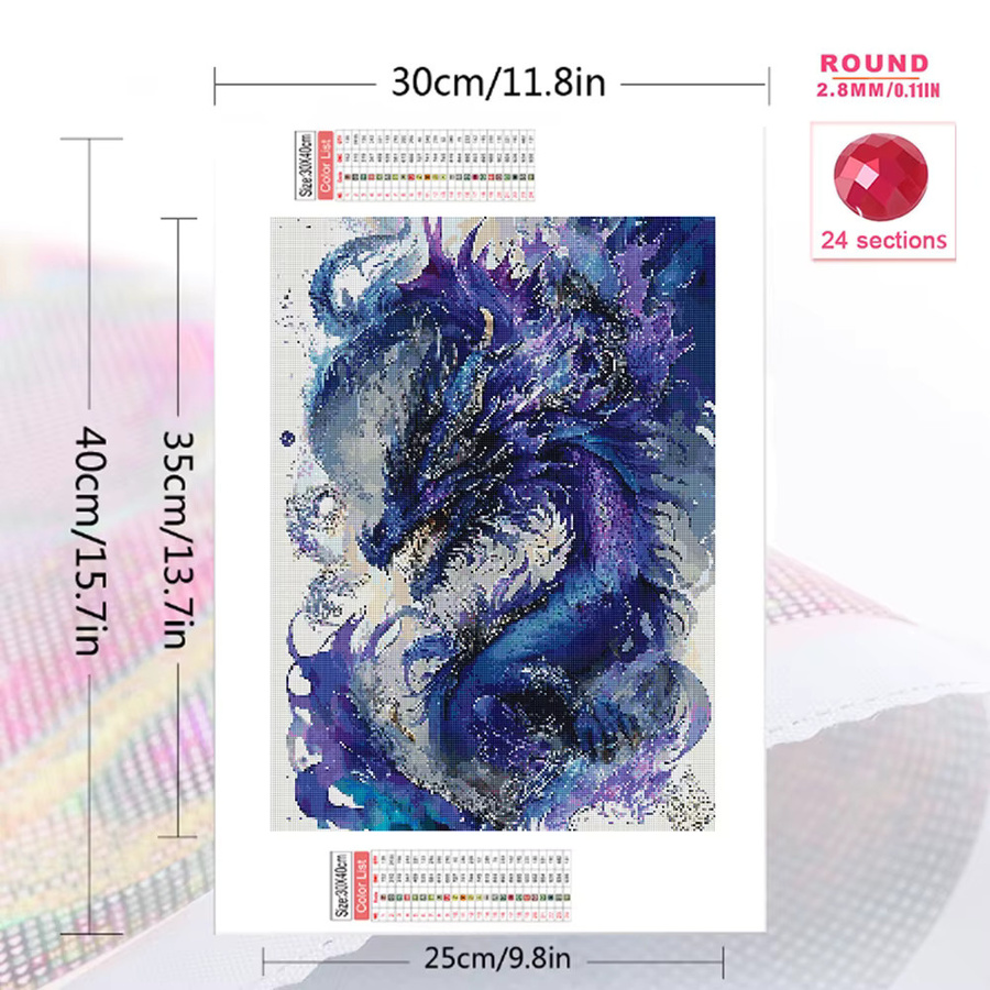 Momoart 5D DIY Diamant-Stickerei Drachen-Tier-Malerei, Mehrfarbig - Bild 2