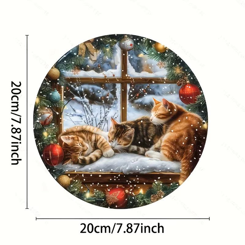 HELLOYOUNG 2D-Retro-Weihnachtsdekoration mit Tierprint, rund, mehrfarbig, B/T/H: 20 x 20 x 20 cm - Bild 4
