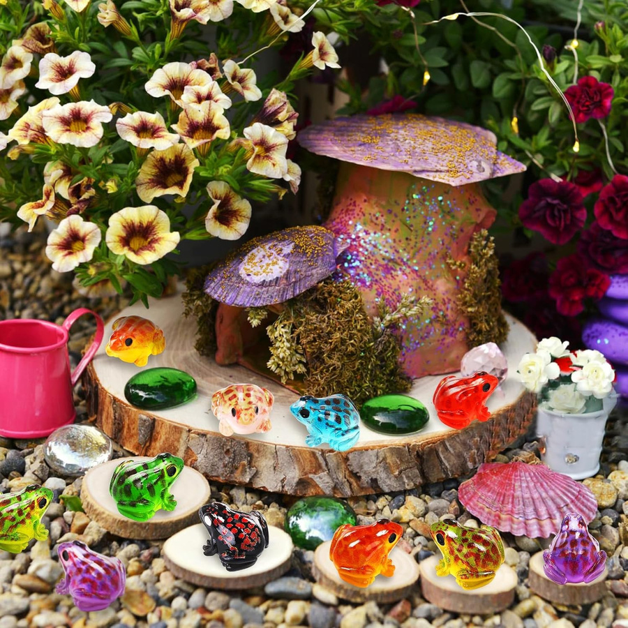 Yiran toy 10-teiliges Set Leuchtende Mini-Froschfiguren aus Harz bunt - Bild 2