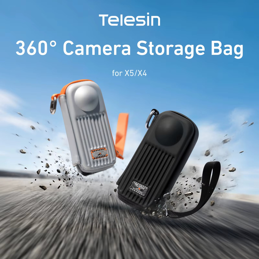 TELESIN Mini-Schutztasche für Insta360 X4 und X5 Kamera-Zubehör, grau, gebürstetes Design mit Schnellverschluss - Bild 2