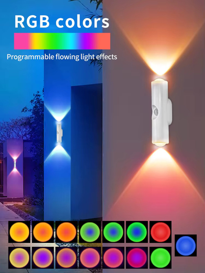 GGBEE LED Nachtlicht mit Bewegungsmelder, kabellose magnetische Wandleuchte mit RGB-Farbwechsel, wiederaufladbar, Weiß - Bild 6