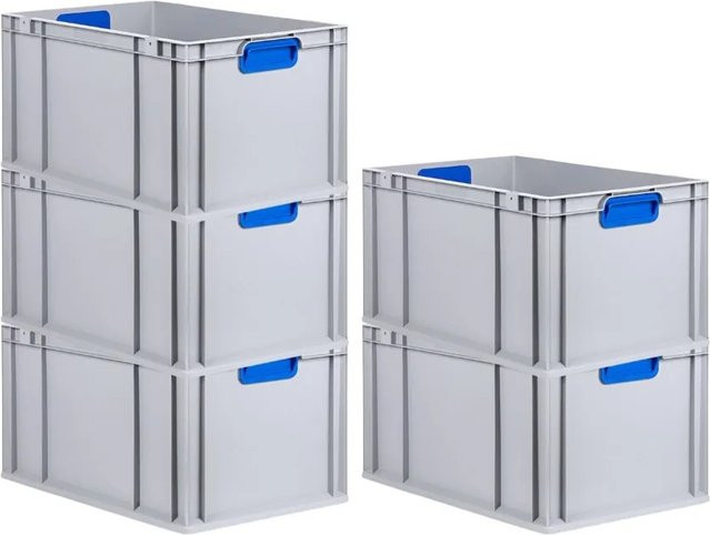 PROREGAL Spar Set 5x Eurobox Nextgen Color Transportboxen mit verstärktem Boden und Griffen, Blau, H x B x T: 32 x 40 x 60 cm, 65 Liter - Bild 1