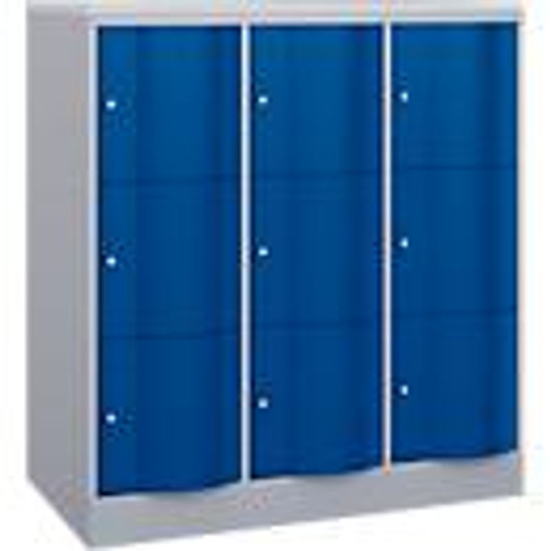 C+P Schließfachschrank Resisto mit 3 Abteilen und 9 Fächern, Weißaluminium/Enzianblau, B/T/H: 114,8 x 64,0 x 125,5 cm - Bild 2
