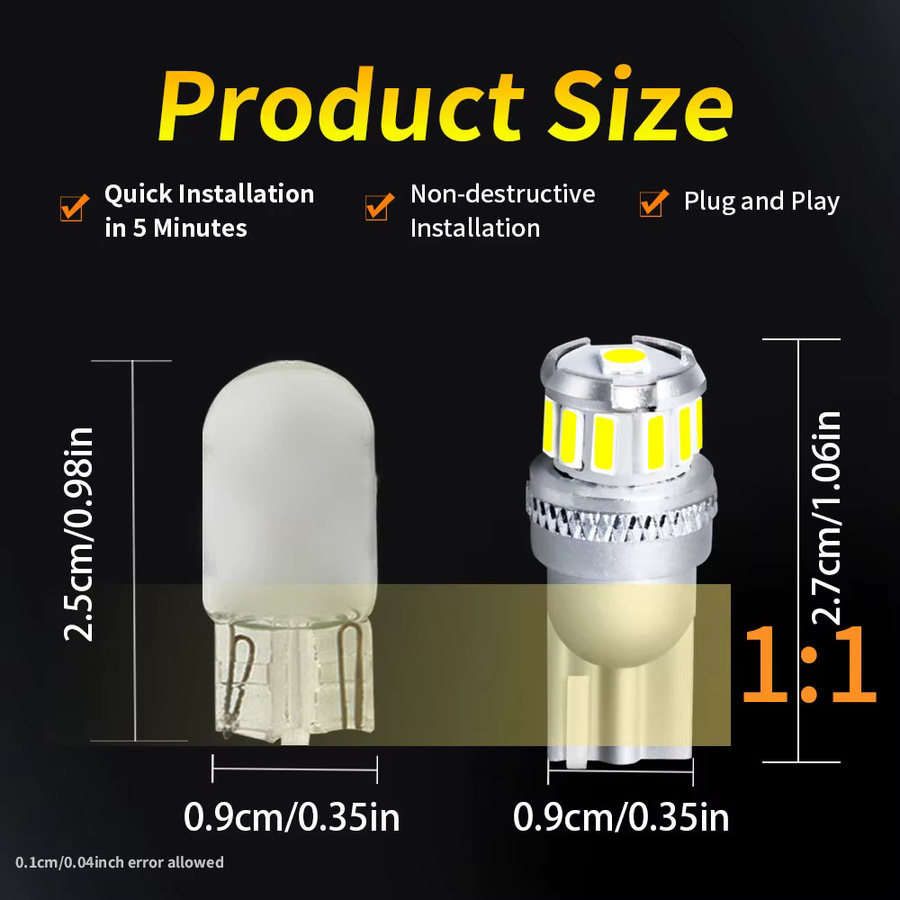 2 Stück ultrahelle T10 W5W LED-Blinkerlampen 6000 K Weiß für Auto LKW und Pickup 12 V 24 V - Bild 2