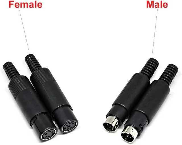 Mini-DIN Steckverbinder B5 Set aus Stecker und Buchse für Chassis-Kabelmontage, 3-8-polig, Schwarz - Bild 1