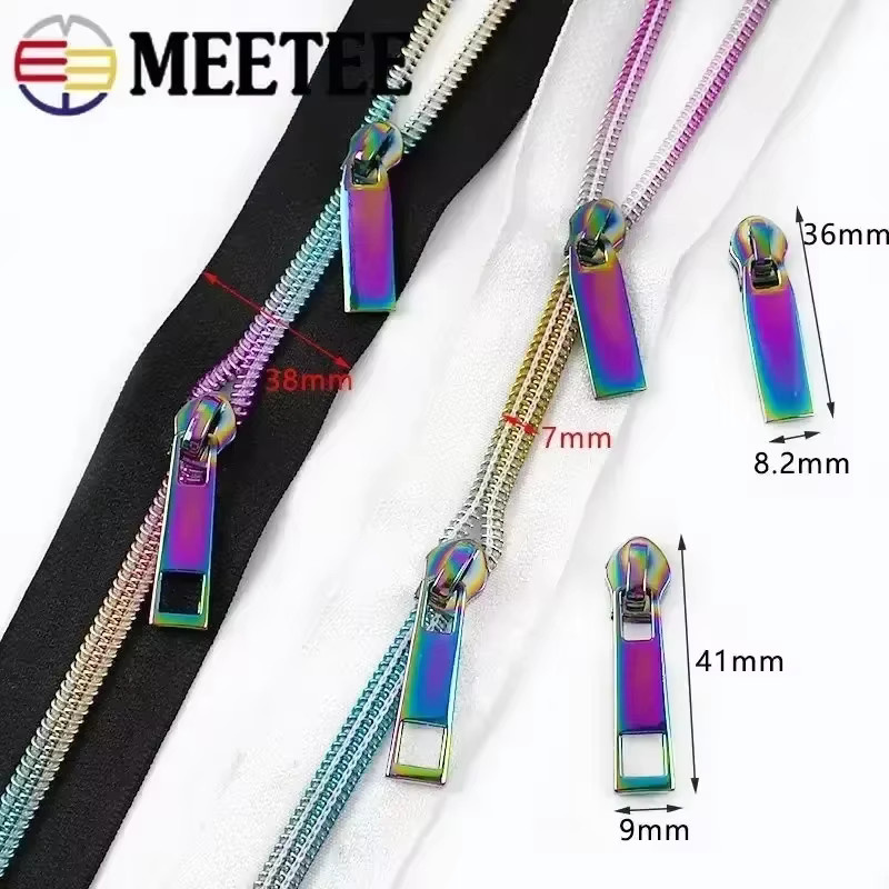 Meetee Nylon-Reißverschluss Set in Mehrfarben mit 5 Metern Reißverschluss, Schiebern und Abziehern als Nähzubehör-Reparaturset - Bild 3