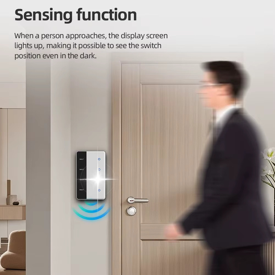 Zemismart DIY Namensschalter Zigbee Smart Display Touch Lichtschalter US-Typ in Weiß, kompatibel mit Tuya, Alexa und Google Home - Bild 4