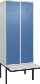 C+P Spind Classic PLUS Garderobenschrank mit Sitzbank, 2 Abteile, Lichtgrau, B/T/H: 212 x 80 x 81,5 cm - Bild 1