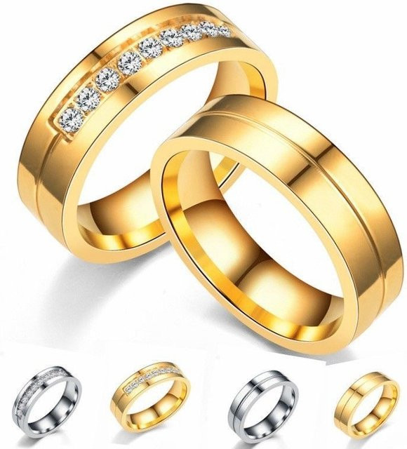 VQYSKO Ehering Edelstahl, Zirkonia, Unisex - Bild 1