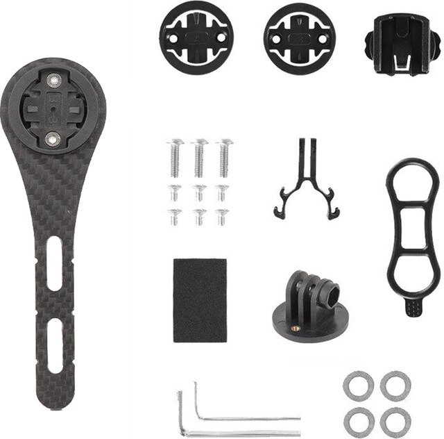 VKTECH Carbon Fiber Fahrrad Lenker Computer Halterung in Schwarz für Garmin, Bryton und Wahoo - Bild 1