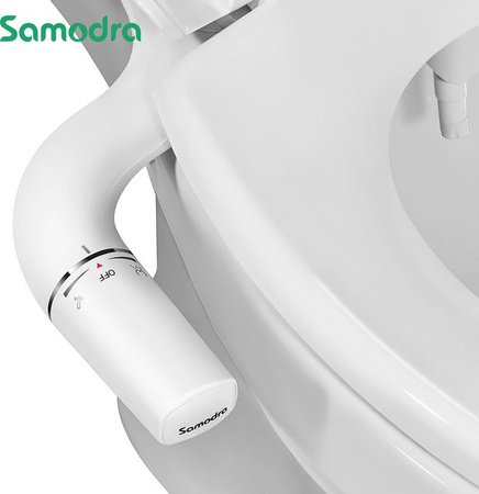 SAMODRA Bidet-Aufsatz in Weiß mit Doppeldüsen und einstellbarem Wasserdruck