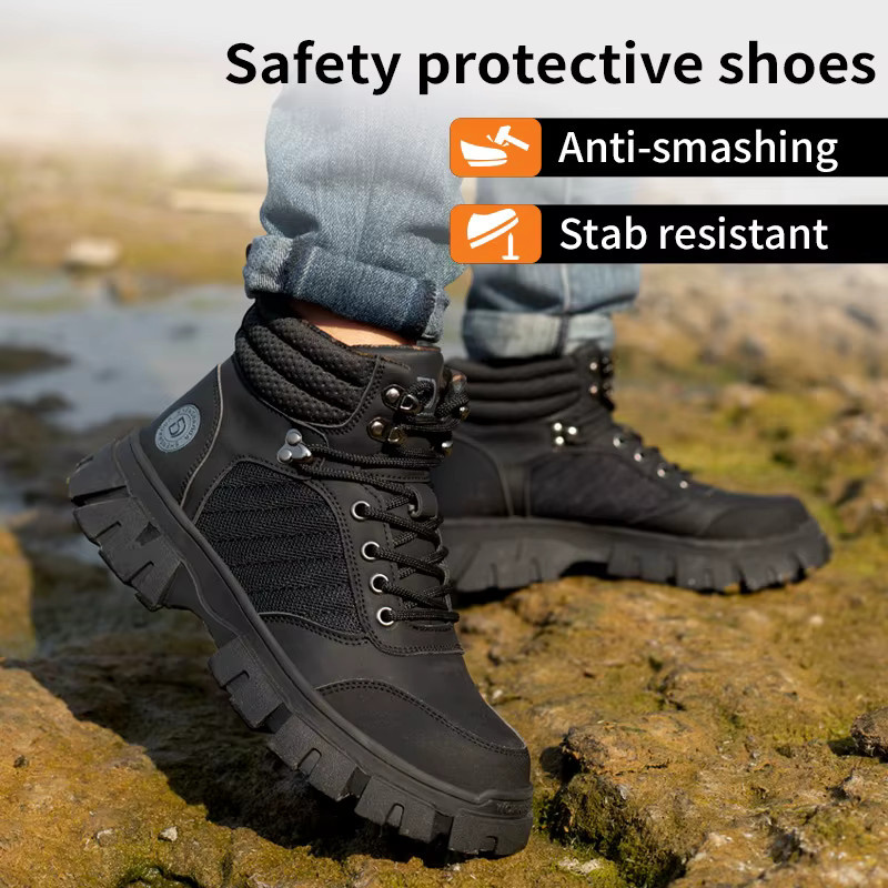 Sicherheitsschuhe für Männer als Arbeitsturnschuhe mit Stahlkappe und Anti-Punktion in Grün - Bild 3