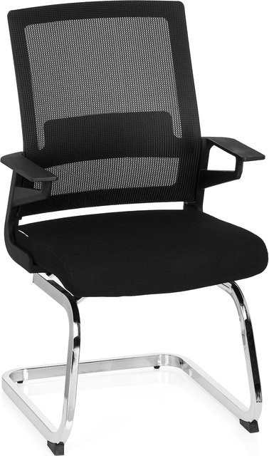 hjh OFFICE Freischwinger INVENTOR mit Armlehnen aus Stoff und Netzstoff in modernem Design - Bild 1