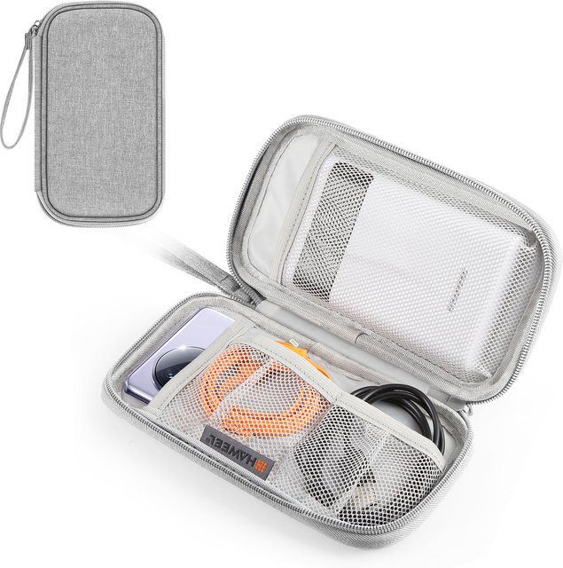 HAWEEL Reise-Organizer-Tasche zur Kabelaufbewahrung, wasserdichte Tragetasche mit Mesh-Fächern in Blau und Grau - Bild 1