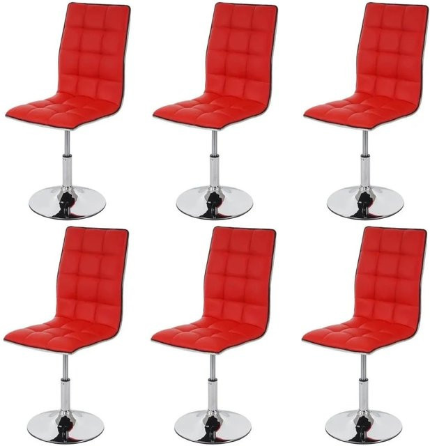6er-Set MCW Esszimmerstühle C41 in Rot aus Kunstleder, höhenverstellbar und drehbar - Bild 2