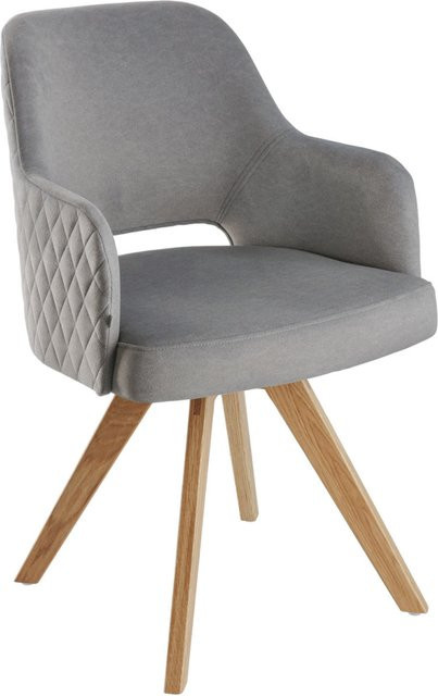 VEGA Drehstuhl Twist aus Samt in Grau mit Eichengestell B/T/H: 46 x 47 x 85 cm - Bild 1