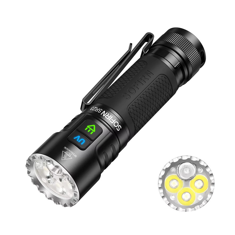 Sofirn SR23 EDC Taschenlampe Schwarz mit 3000LM, 6500K, 365nm UV, SST08 LED und USB-C wiederaufladbarem Akku - Bild 6
