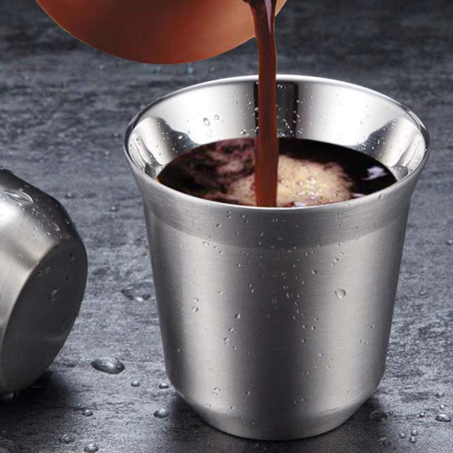 Punana Espressotassen aus doppelwandigem Edelstahl, isolierte Kaffeetassen, 160 ml, Silber oder Schwarz - Bild 2