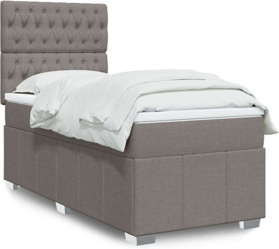 Boxspringbett mit Matratze von vidaxl in Taupe meliert aus Stoff, B/T: 100 x 200 cm - Bild 1