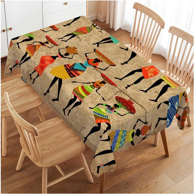 Wasserabweisende rechteckige Tischdecke von JINGYUE Pet mit afrikanischem Motiv, Mehrfarbig, B/T: 140 x 140 cm - Bild 1