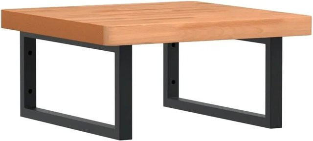 vidaXL Waschbeckenregal zur Wandmontage aus Stahl und Buche Massivholz in Schwarz und Braun, B/T/H: 50 x 45 x 45 cm - Bild 1