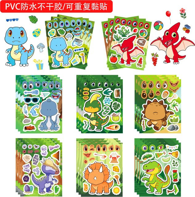 GOGOTU Dinosaurier-Collage, Kinder-Puzzle-Aufkleber, 16-teiliges Set - Bild 1