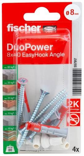 Fischer DuoPower 8x40 EasyHook Angle K Dübelsortiment 557917 in Rot - Bild 1