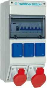 Walther Werke Steckdosenkombination Distribution Board mit RCD, IP44, Grau/Transparent/Weiß, B/T/H: 37,0 x 32,0 x 15,2 cm - Bild 1