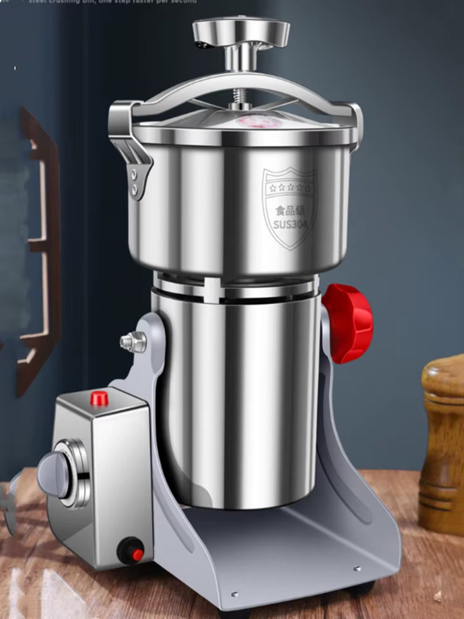 SUSWEETLIFE Getreidemühle aus Edelstahl in Silber für Kaffee, Gewürze, Kräuter und Trockenfutter, 220V Mahlmaschine für den Heimgebrauch - Bild 2