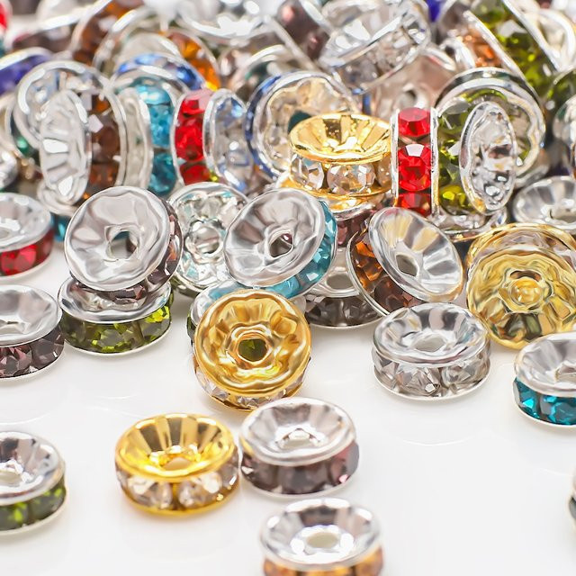 ZHUBI Rondelle Perlen, 6/8mm, Gemischte Farbe, Strass, Schmuckzubehör - Bild 1