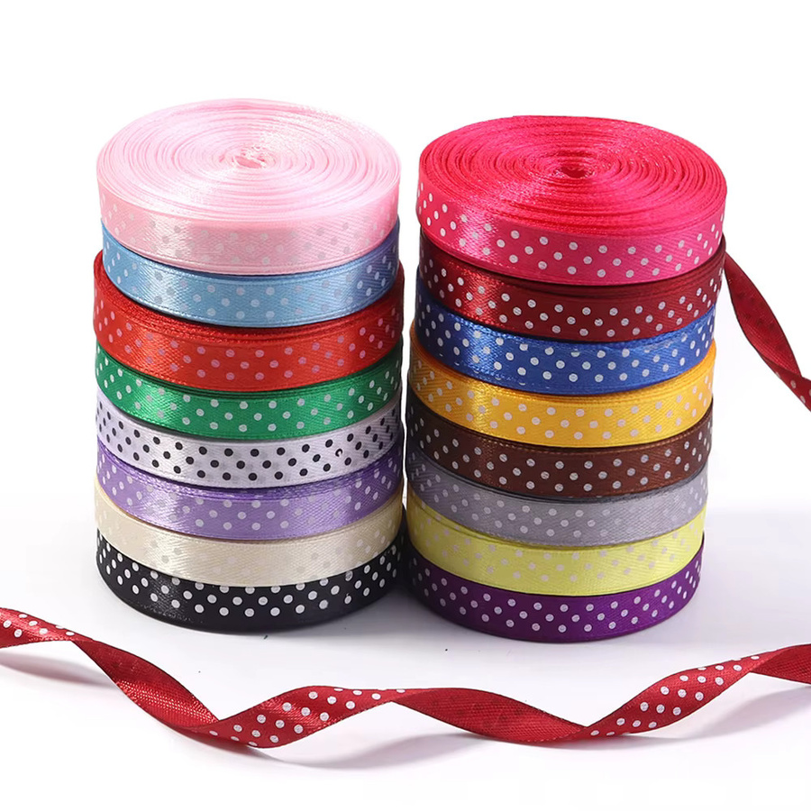 Buntes Polyesterband mit Punktmuster für DIY, Hochzeit und Dekoration, Breite: 10 mm, Länge: 18,3 m - Bild 2