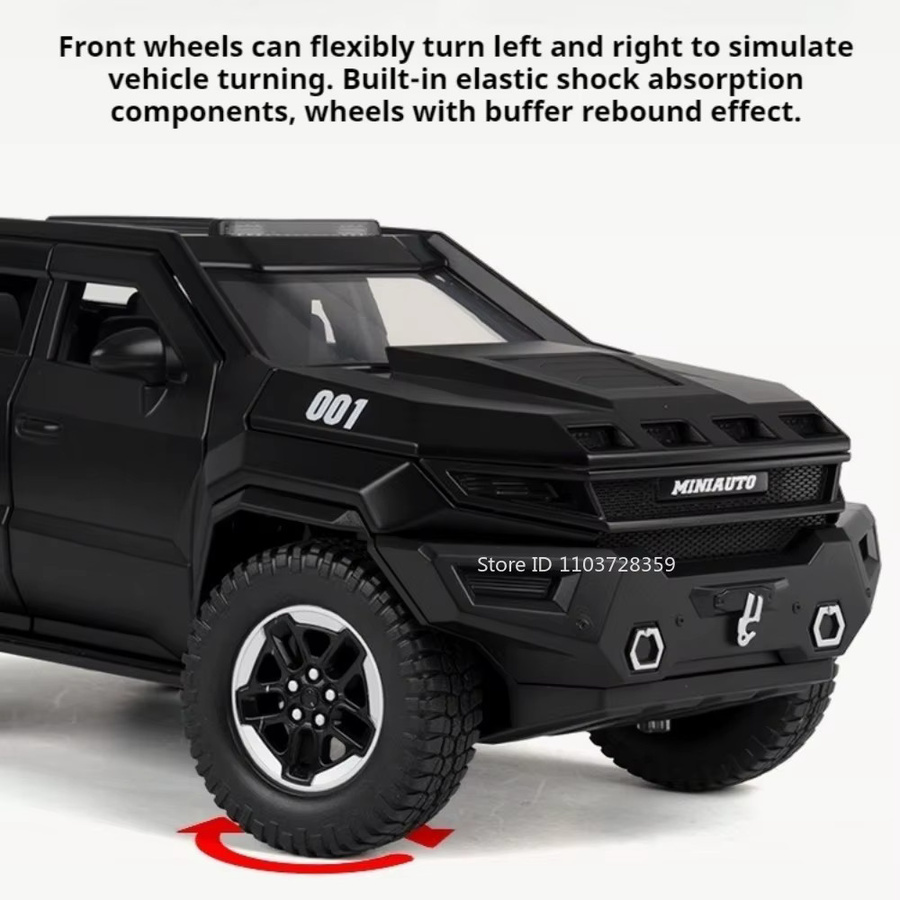 RMZ city Rezvani Vengeance Sabertooth Gepanzertes Offroad-Automodell, 1:24, Metall, mit Sound, Licht, Stoßdämpfung und Rückzugmotor - Bild 4