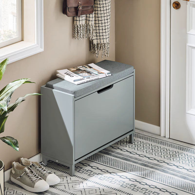 SoBuy Schuhbank FSR151-K Schuhschrank mit Sitzkissen und Klappe in Schwarz, belastbar bis 113 kg - Bild 2