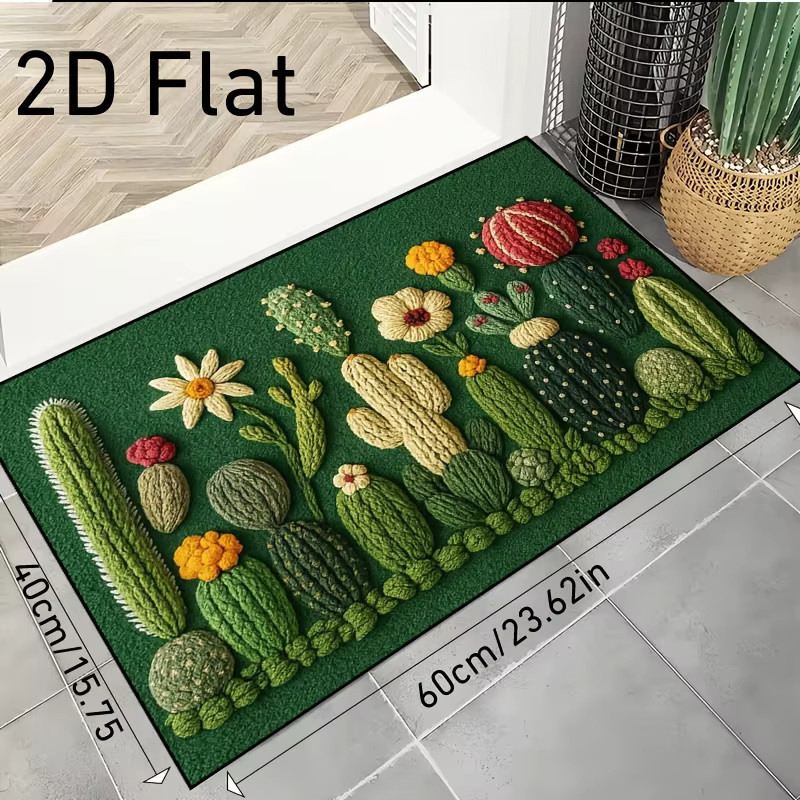 VIKAMA 2D-Fußmatte mit grünem Kaktus-Pflanzenmuster, rechteckiger Teppich für Wohnzimmer und Schlafzimmer, B: 60 cm, T: 40 cm - Bild 4