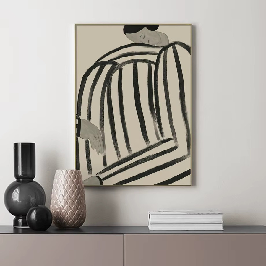 Potdemiel Wandkunst Leinwand mit abstrakter geometrischer Motivierung im Nordic-Stil für dein Wohnzimmer - Bild 2