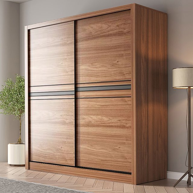 DUTRIEUX Kleiderschrank aus Holz in Braun mit Schiebetüren und internen Schubladen im modernen Vintage-Design - Bild 1