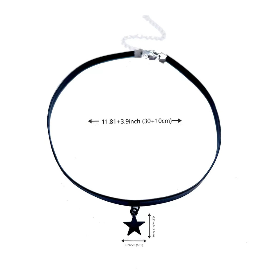 Choker-Halskette, schwarzes PU-Halsband, Stern, Damen - Bild 2